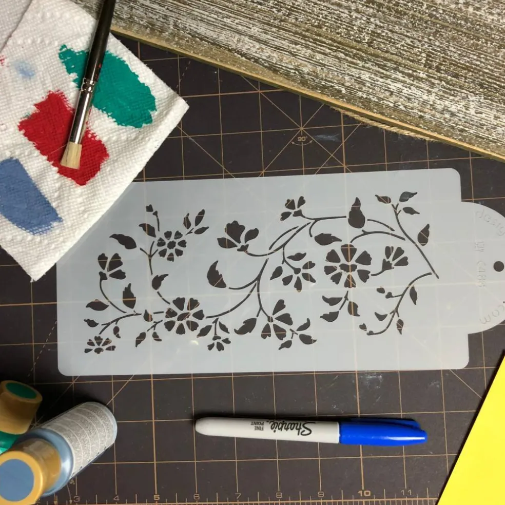 Chintz Floral Cake Stencil Side | C488 by Designer Stencils | Cake Decorating Tools |
