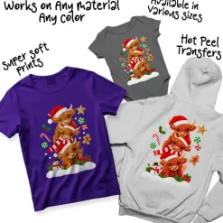 Christmas DTF Transfer - Highland Cow Stack Ready to Press