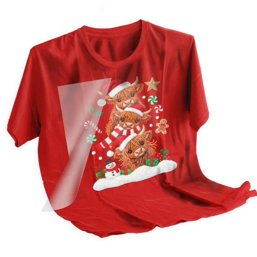 Christmas DTF Transfer - Highland Cow Stack Ready to Press