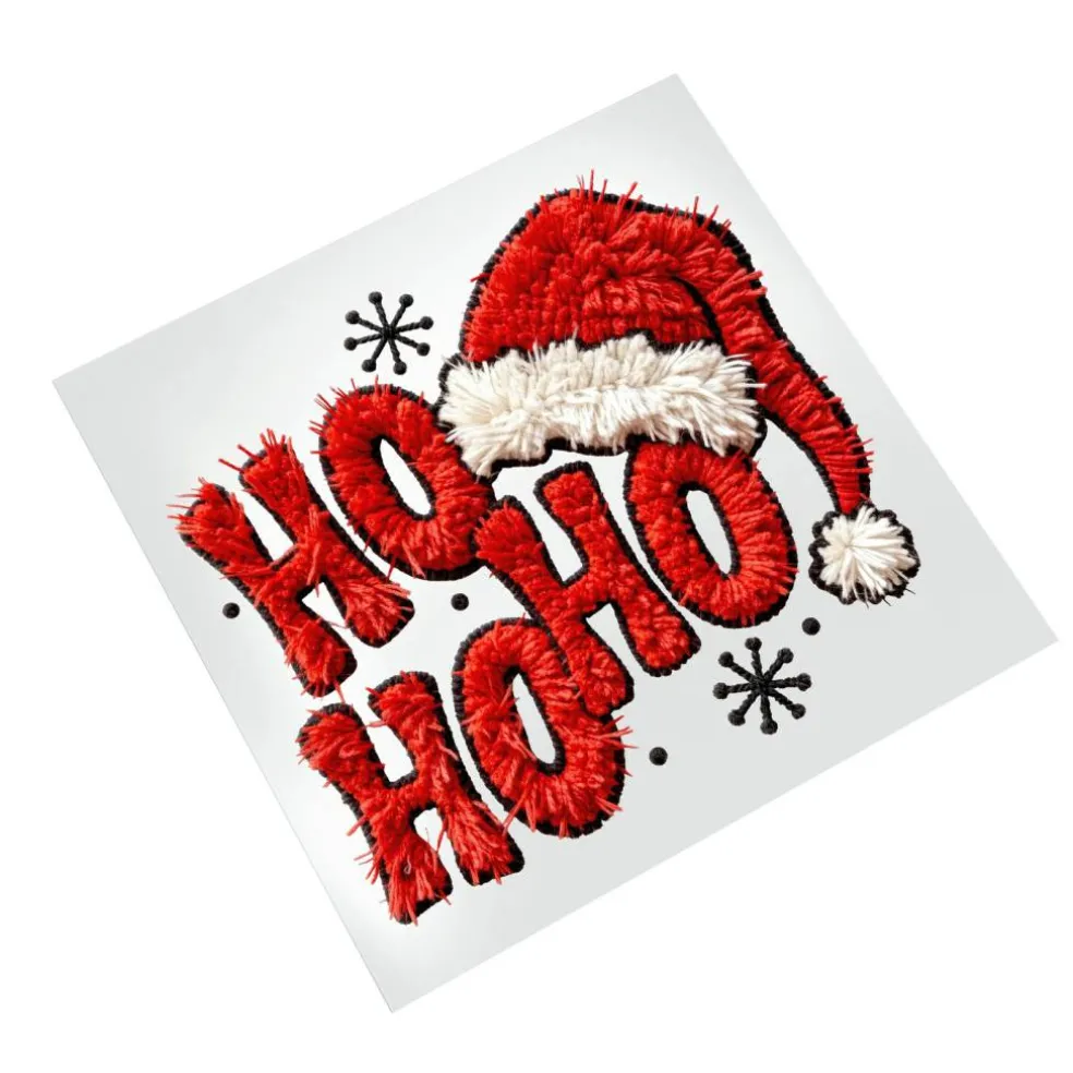 Christmas DTF Transfer - Ho Ho Ho Santa Hat Ready to Press