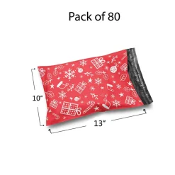 Christmas Snowflake Red Poly Mailer Envelopes 10x13