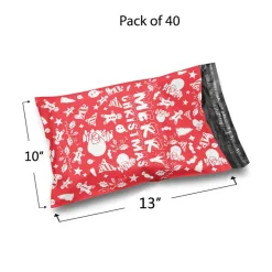 Christmas Snowflake Red Poly Mailer Envelopes 10x13