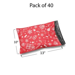 Christmas Snowflake Red Poly Mailer Envelopes 10x13