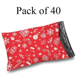 Christmas Snowflake Red Poly Mailer Envelopes 10x13" 2 Mil
