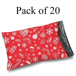 Christmas Snowflake Red Poly Mailer Envelopes 10x13