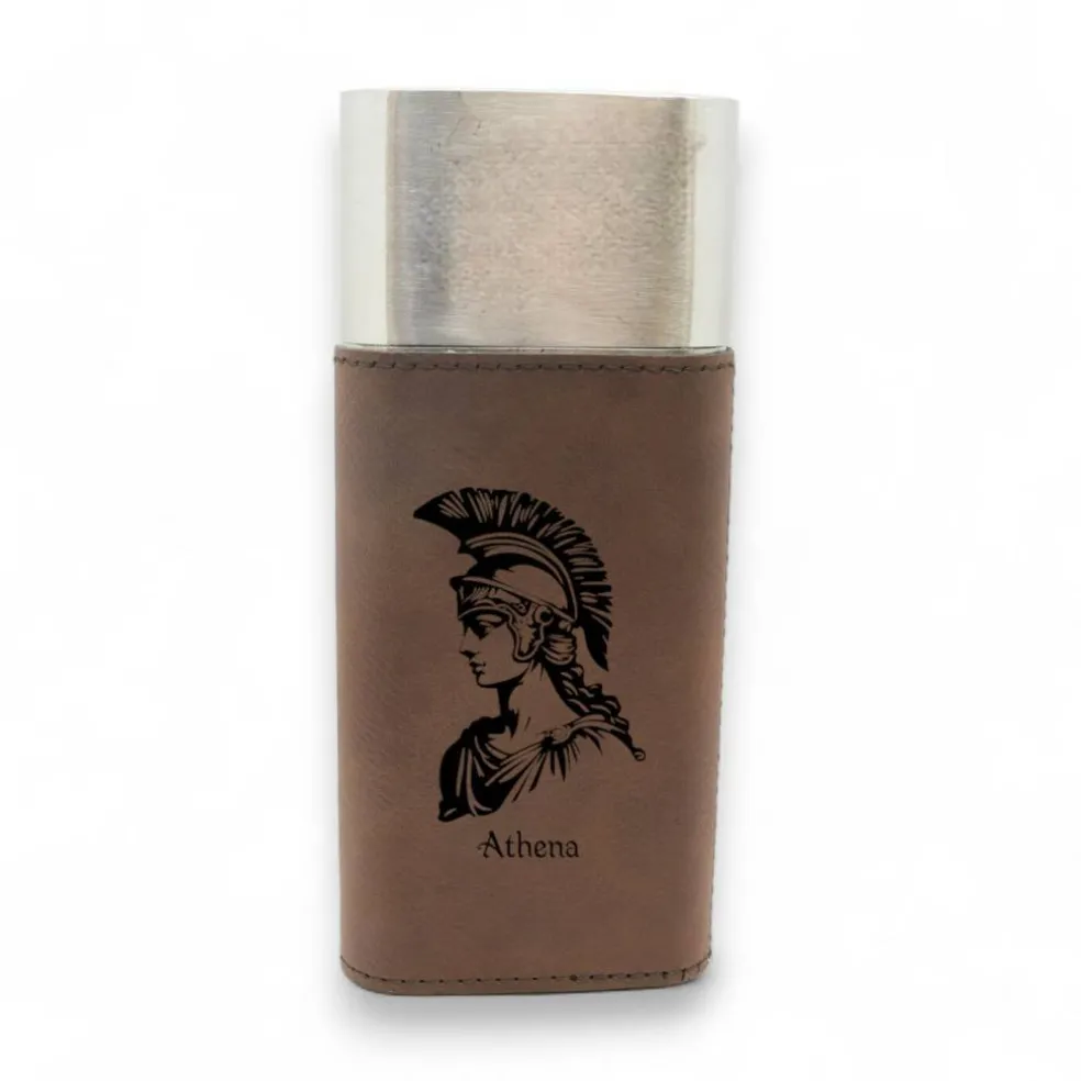 Cigar Case with Cutter - Athena Goddess of Wisdom - Leather