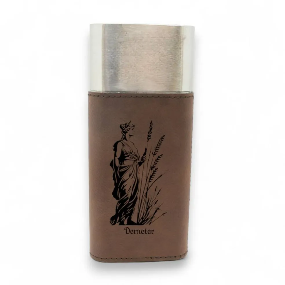 Cigar Case with Cutter - Demeter Goddess of Agriculture - Leather