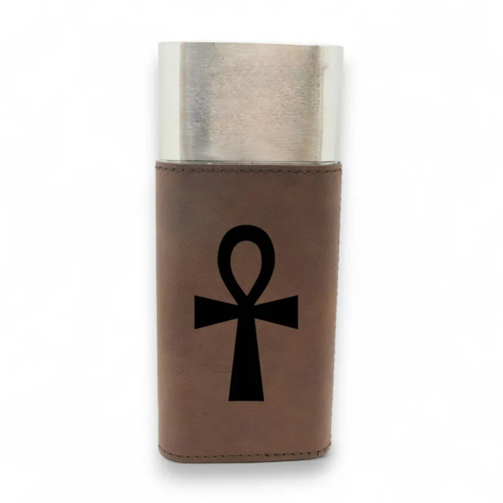 Cigar Case with Cutter - Key of Life Ankh - Leather