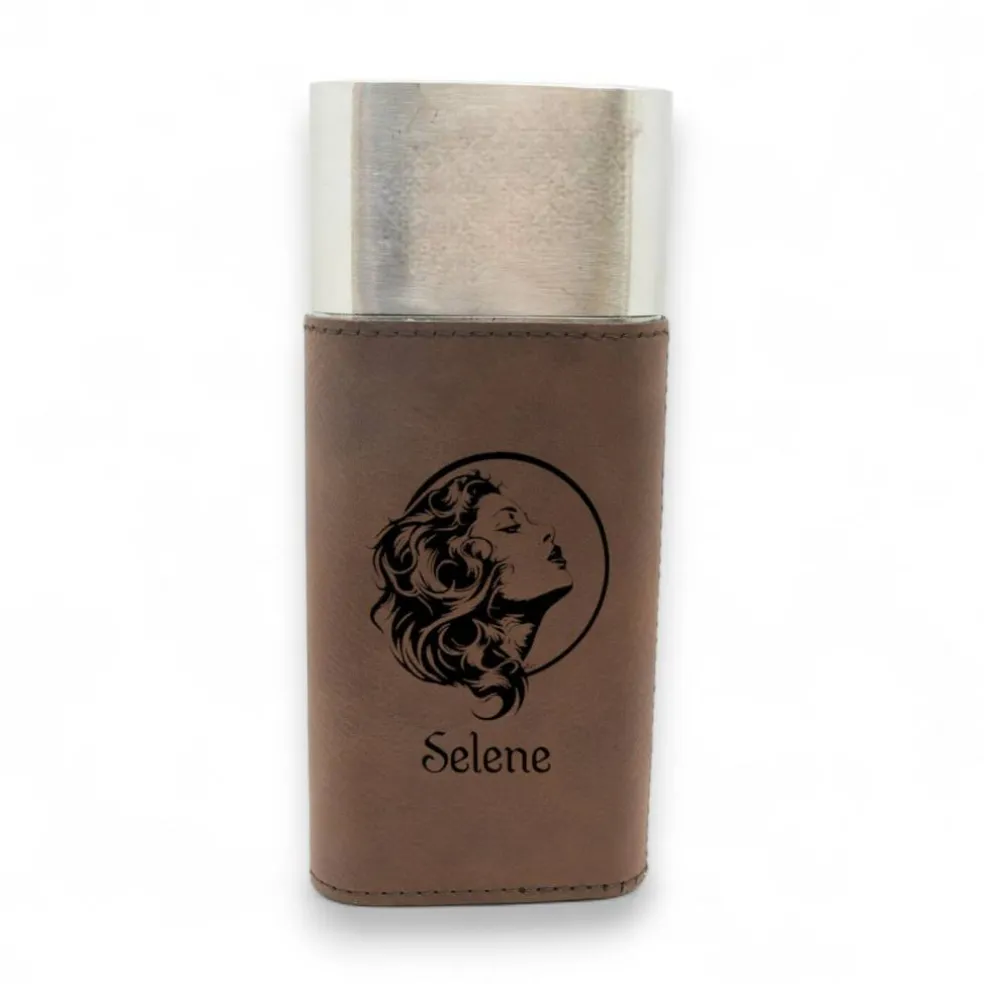 Cigar Case with Cutter - Selene Goddess of the Moon - Leather