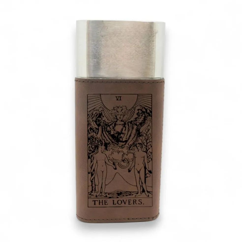 Cigar Case with Cutter - The Lovers Tarot Card - Leather