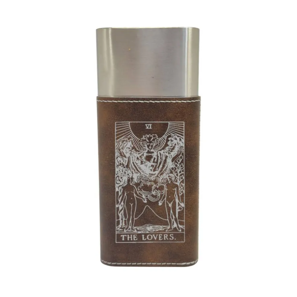 Cigar Case with Cutter - The Lovers Tarot Card - Leather