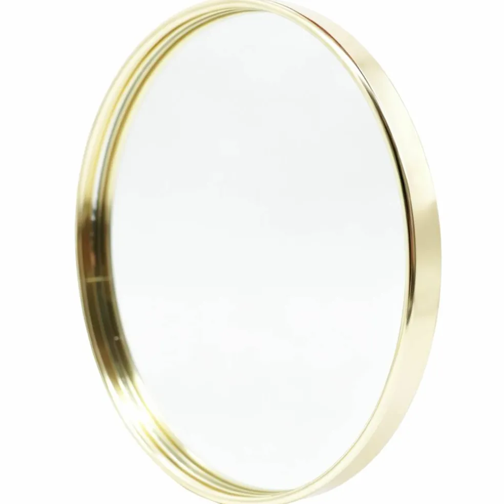 7.75" Circle Gold-Rimmed Mirror Jewelry Tray