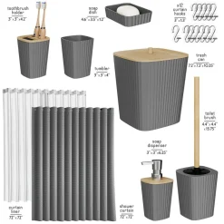 Clara Clark Bamboo Bathroom Accessories Set
