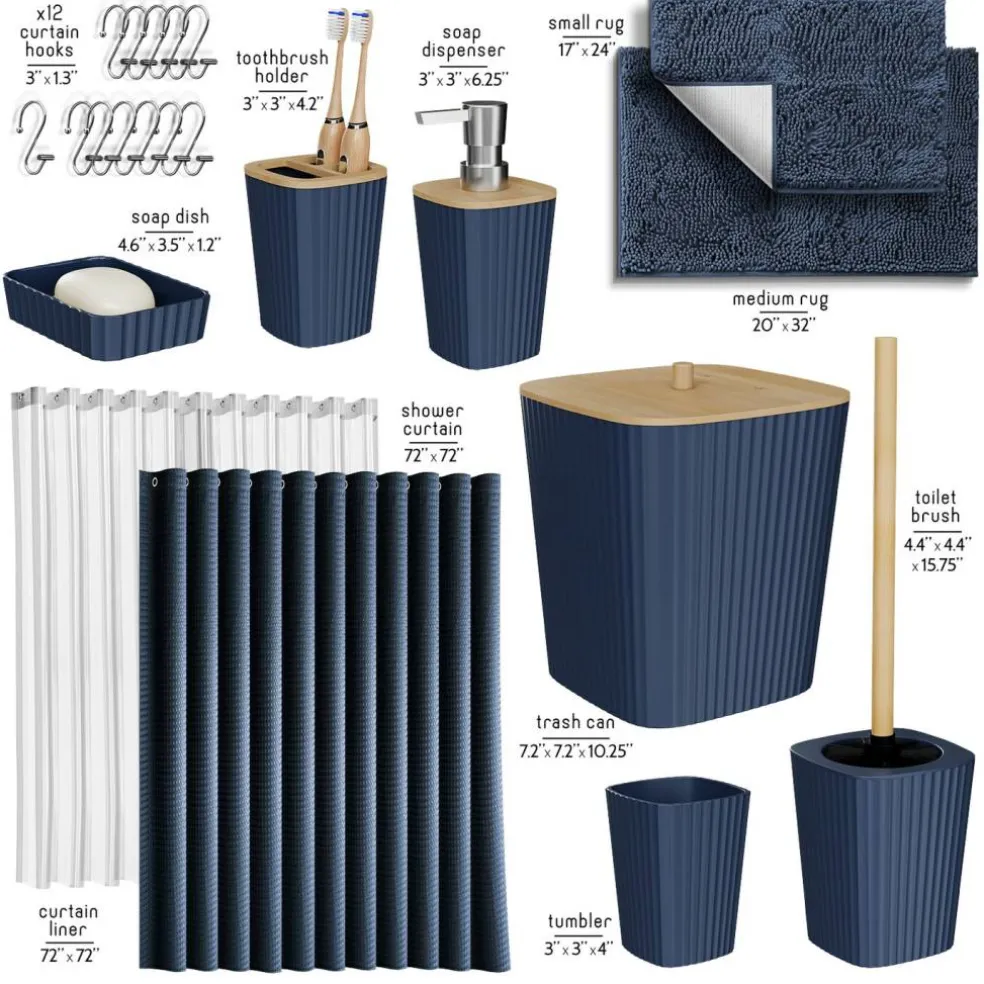 Clara Clark Bamboo Bathroom Accessories Set