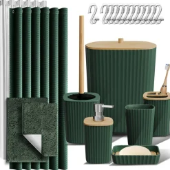 Clara Clark Bamboo Bathroom Accessories Set