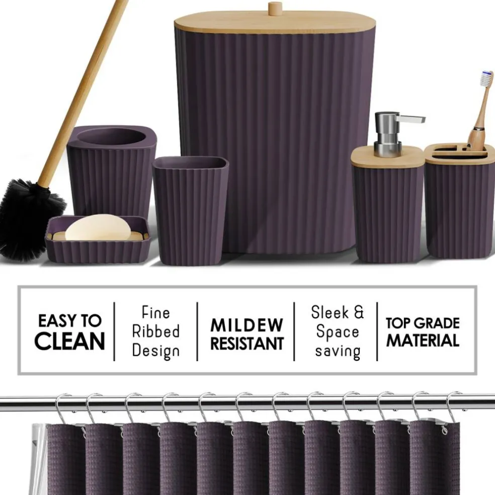 Clara Clark Bamboo Bathroom Accessories Set