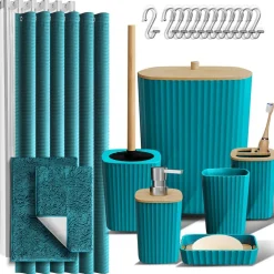 Clara Clark Bamboo Bathroom Accessories Set