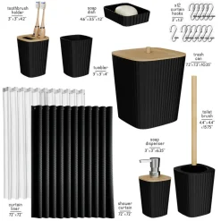 Clara Clark Bamboo Bathroom Accessories Set