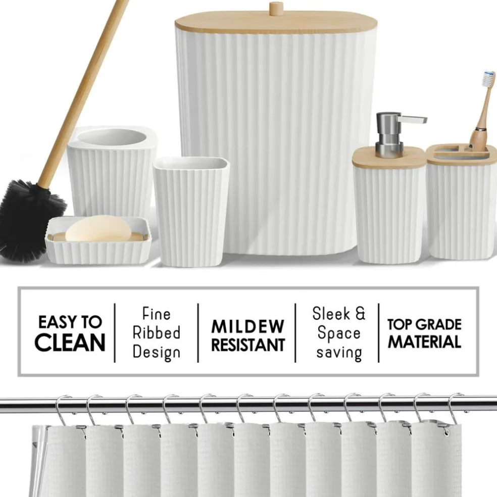 Clara Clark Bamboo Bathroom Accessories Set