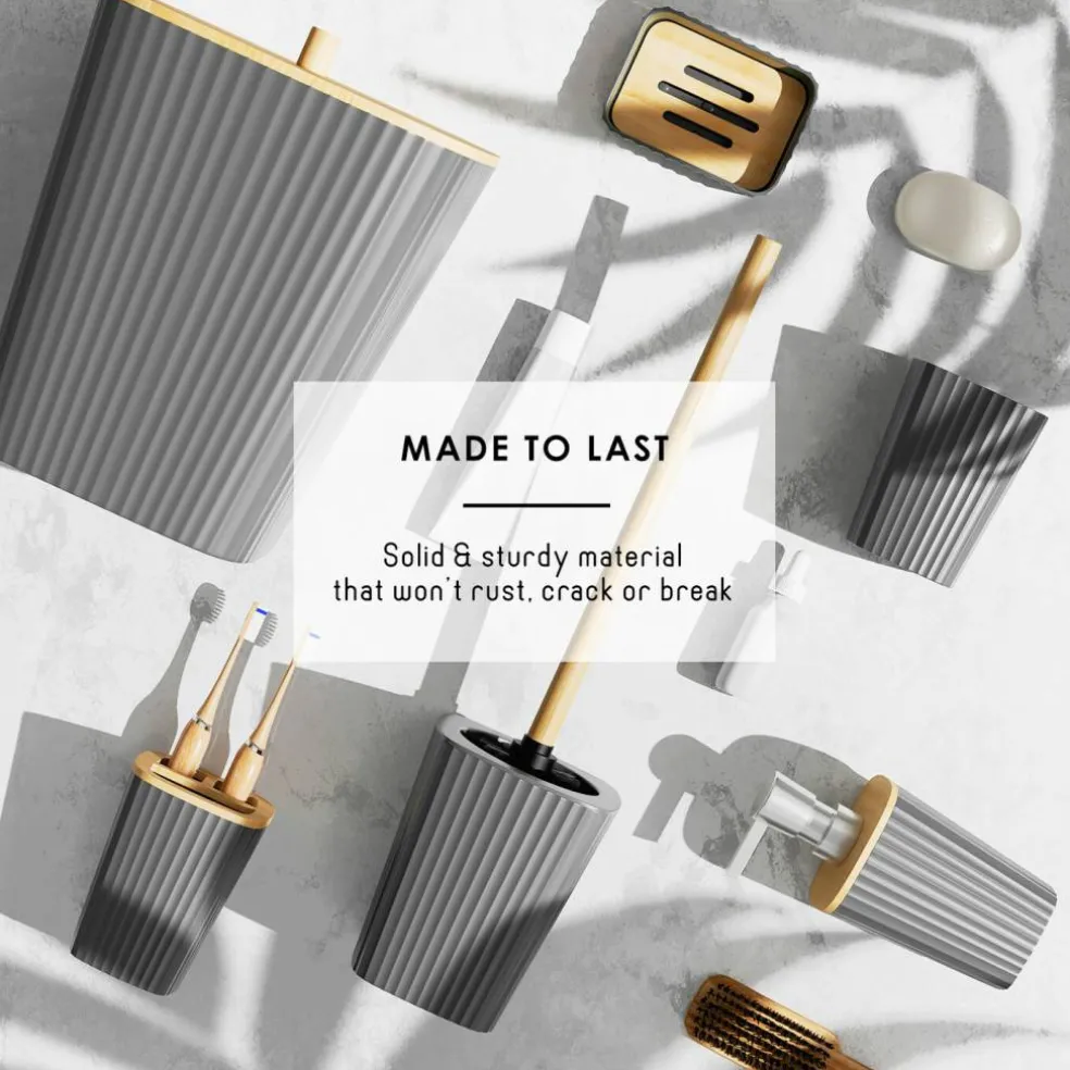 Clara Clark Bamboo Bathroom Accessories Set