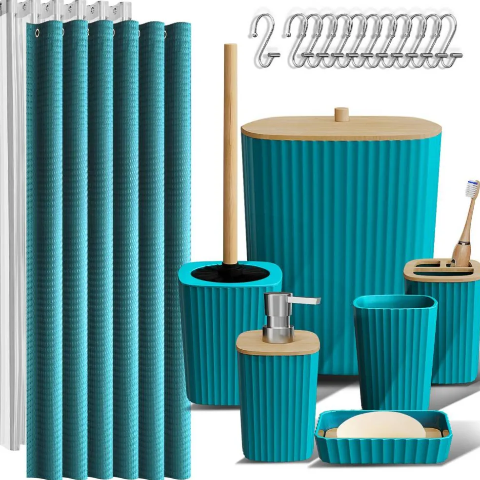 Clara Clark Bamboo Bathroom Accessories Set