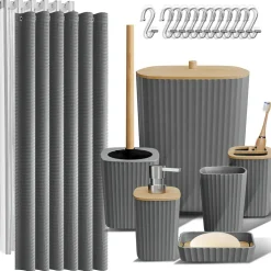 Clara Clark Bamboo Bathroom Accessories Set