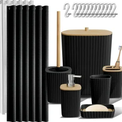 Clara Clark Bamboo Bathroom Accessories Set
