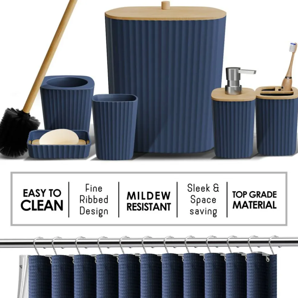 Clara Clark Bamboo Bathroom Accessories Set