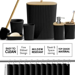 Clara Clark Bamboo Bathroom Accessories Set