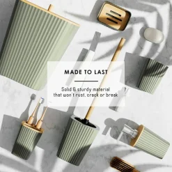 Clara Clark Bamboo Bathroom Accessories Set