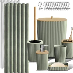 Clara Clark Bamboo Bathroom Accessories Set