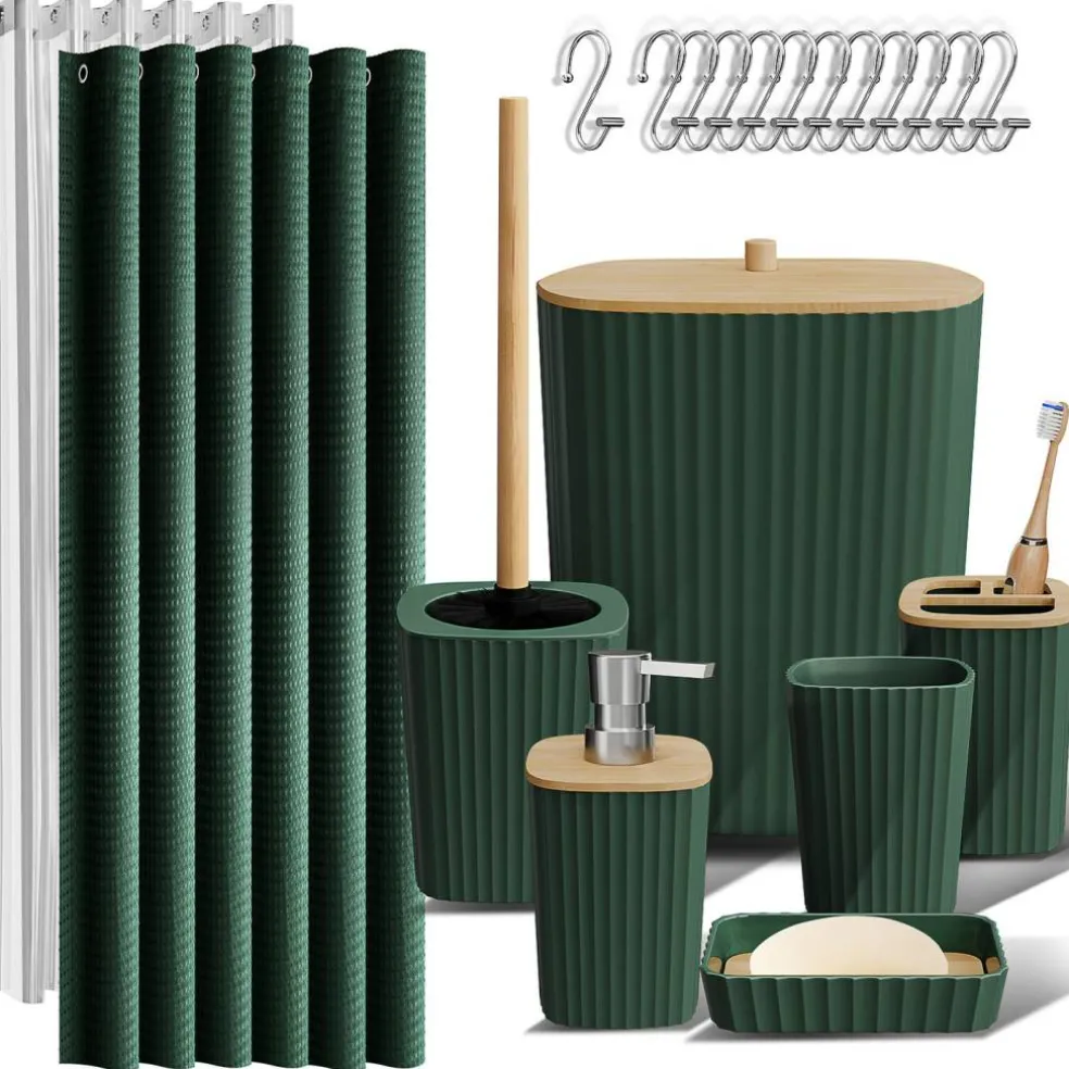 Clara Clark Bamboo Bathroom Accessories Set