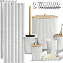 Clara Clark Bamboo Bathroom Accessories Set