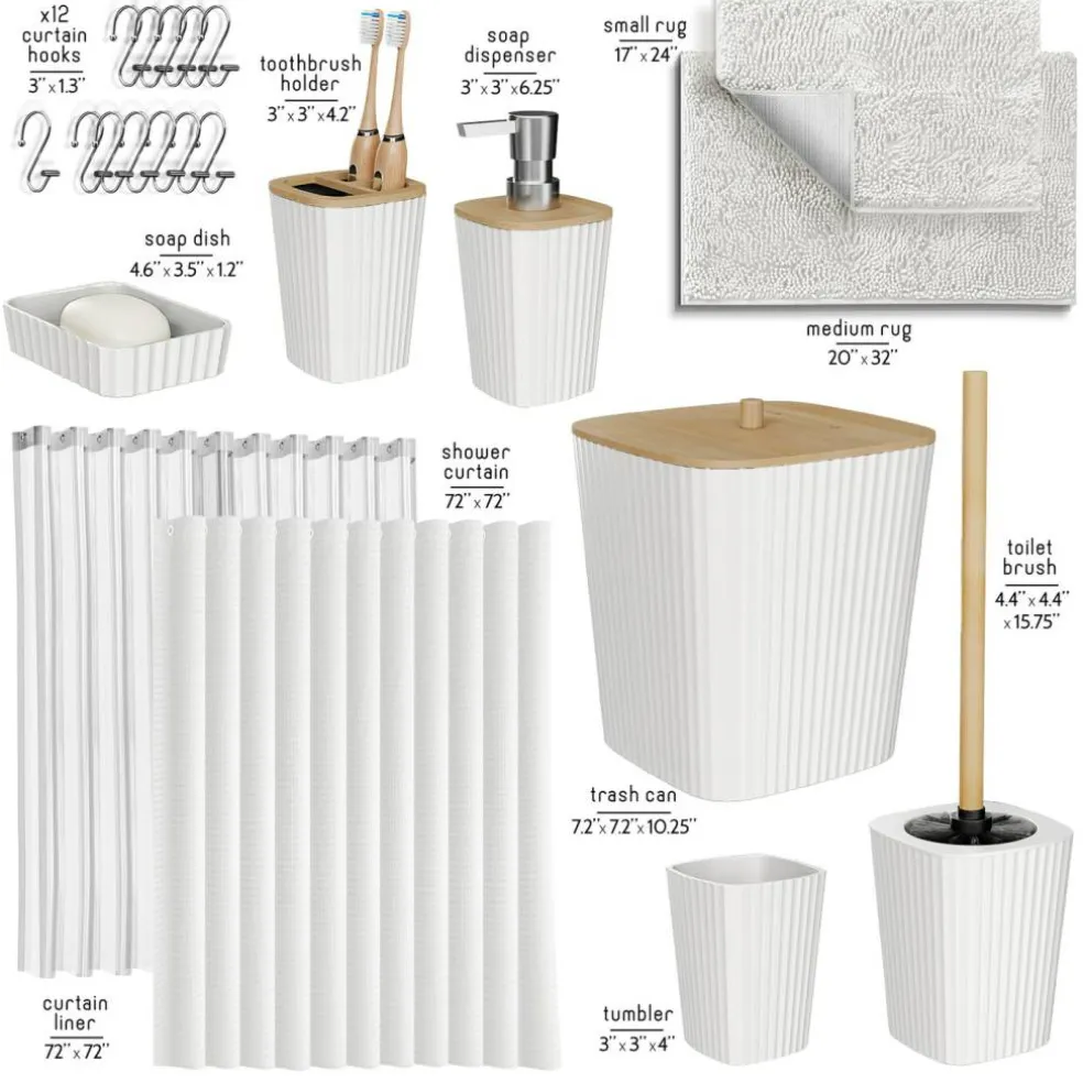 Clara Clark Bamboo Bathroom Accessories Set