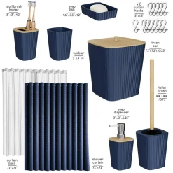 Clara Clark Bamboo Bathroom Accessories Set