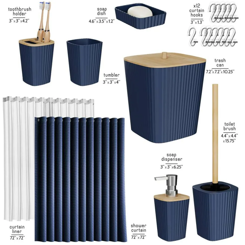 Clara Clark Bamboo Bathroom Accessories Set