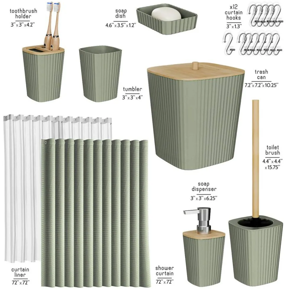 Clara Clark Bamboo Bathroom Accessories Set