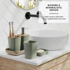 Clara Clark Bamboo Bathroom Accessories Set