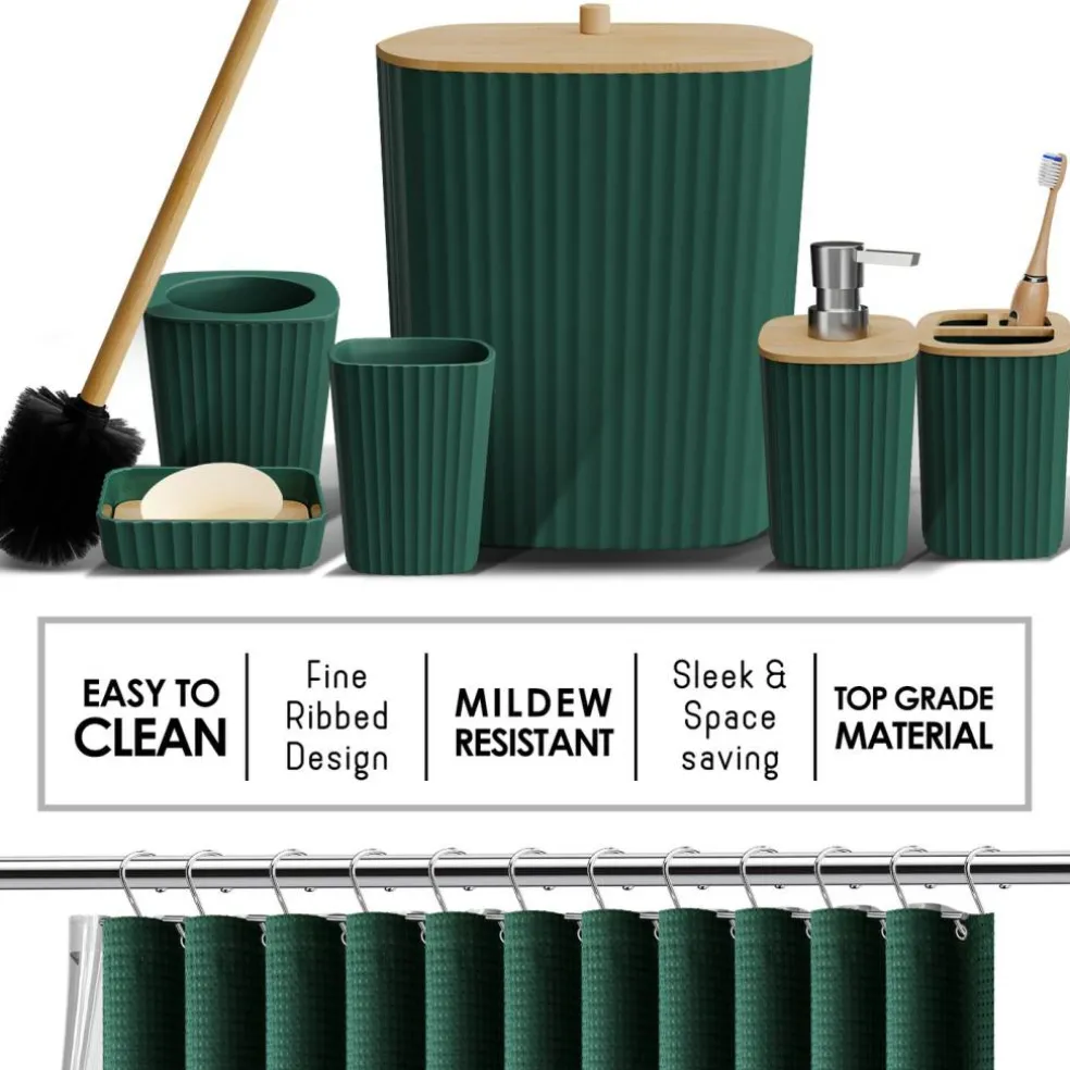 Clara Clark Bamboo Bathroom Accessories Set