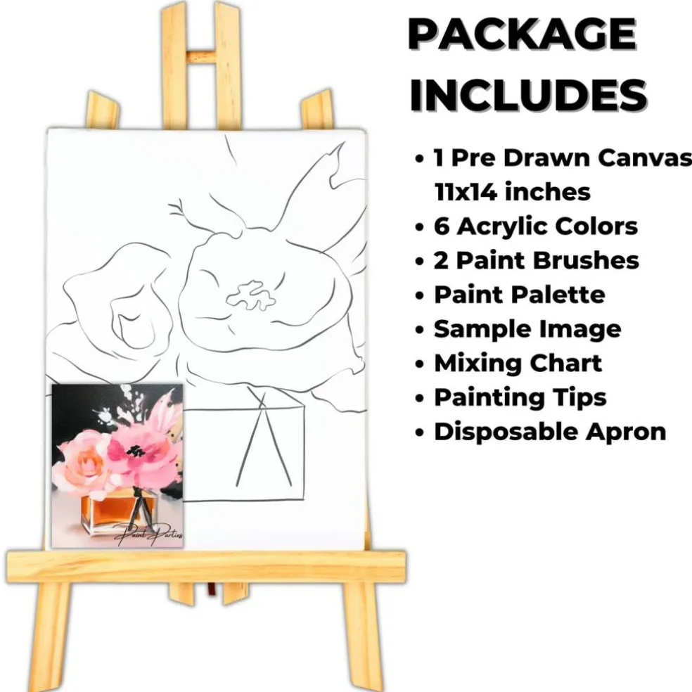 "Classic Perfume" DIY Canvas Art Kit, Adult Beginner, Acrylic Paint Size 11x14 inch