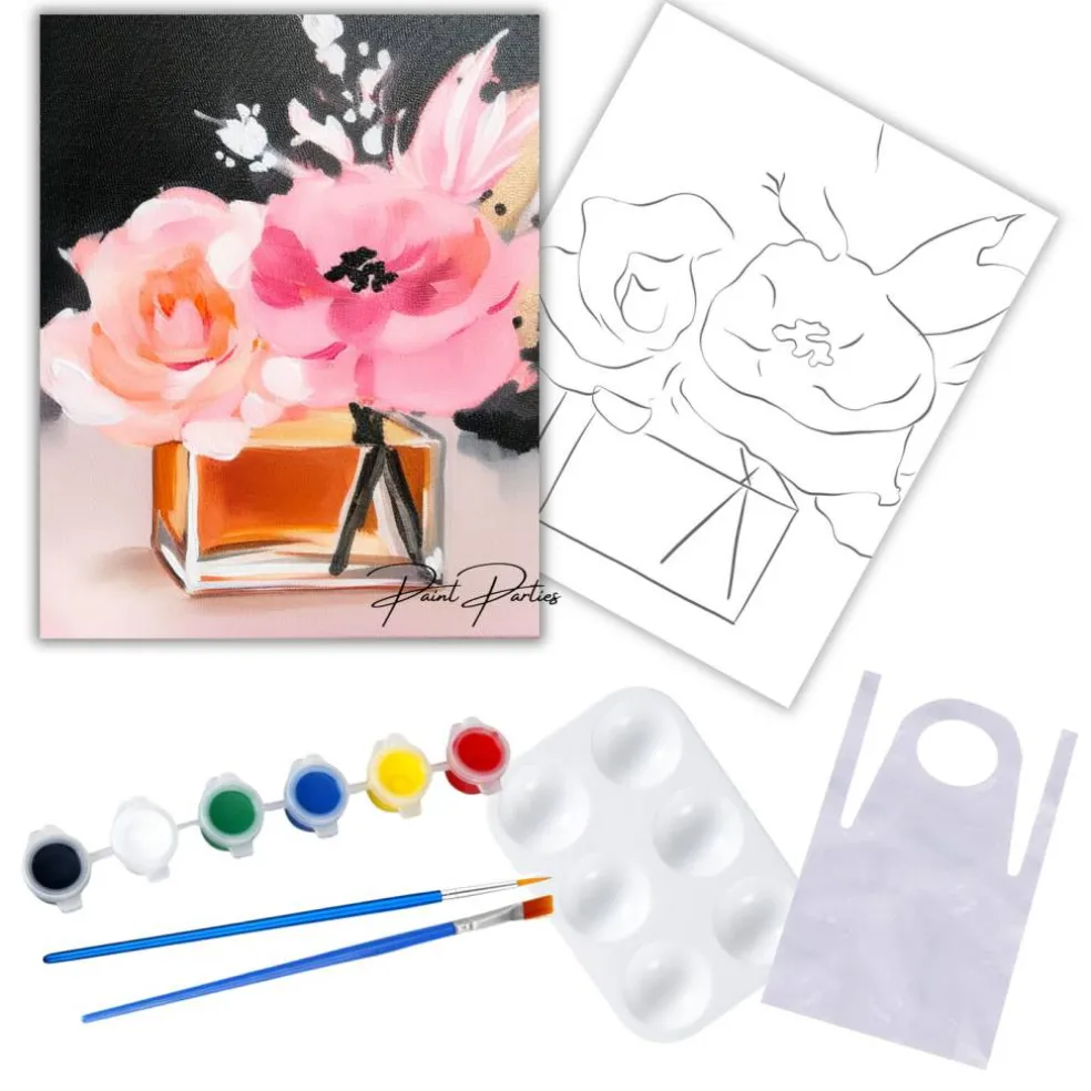 "Classic Perfume" DIY Canvas Art Kit, Adult Beginner, Acrylic Paint Size 11x14 inch