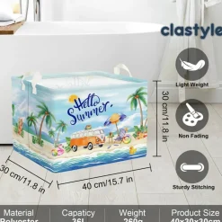 Clastyle Blue Beach Camping Picnic Basket Tropical Tree Caravans Shower Gift Storage Basket Outdoor Pool Seaside Towel Blanket Clothes Toy Bin