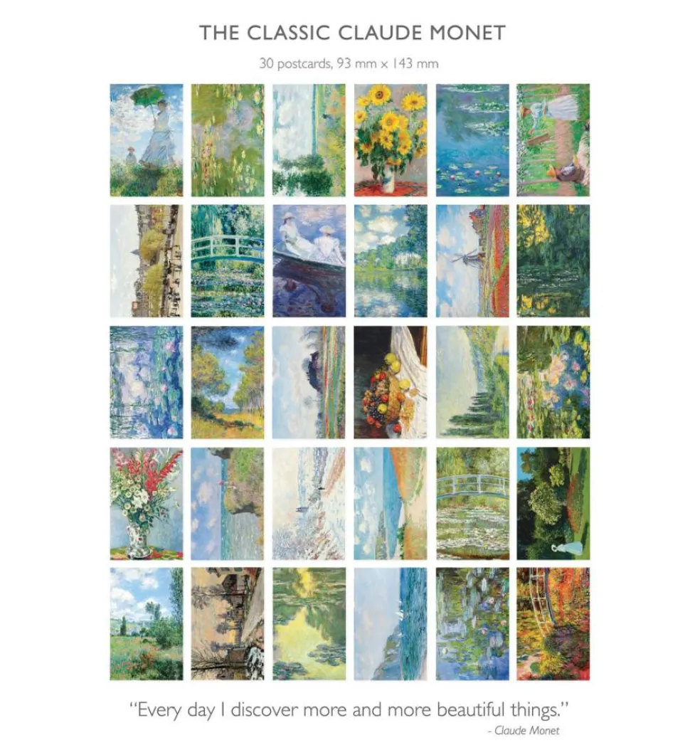 Claude Monet Postcard Set: Pack of 30 Impressionist Art Print Postcards by Wintertime Crafts
