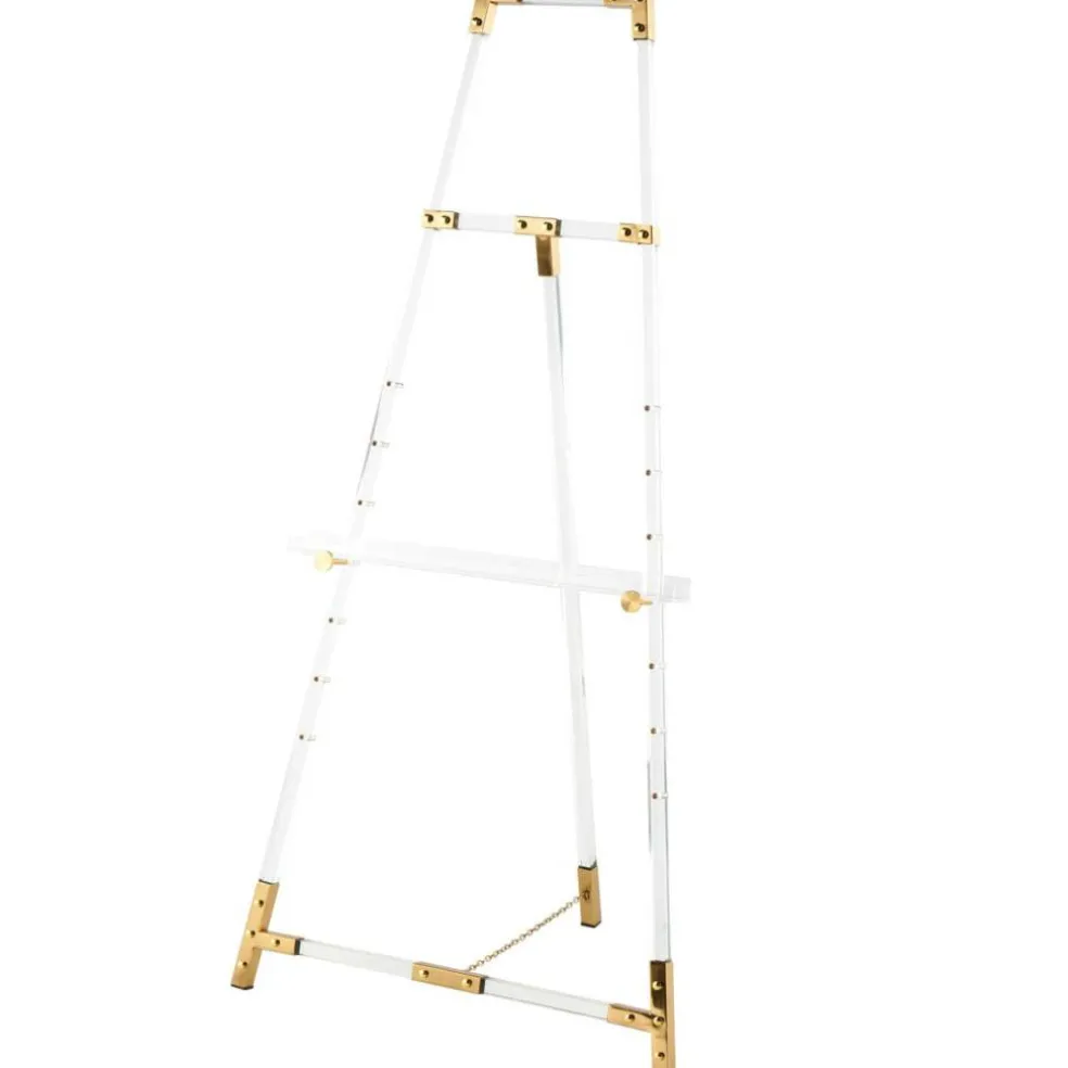 56.5" Clear Acrylic Plastic Adjustable 7-Tier Display Easel with Gold Accents & Chain Support