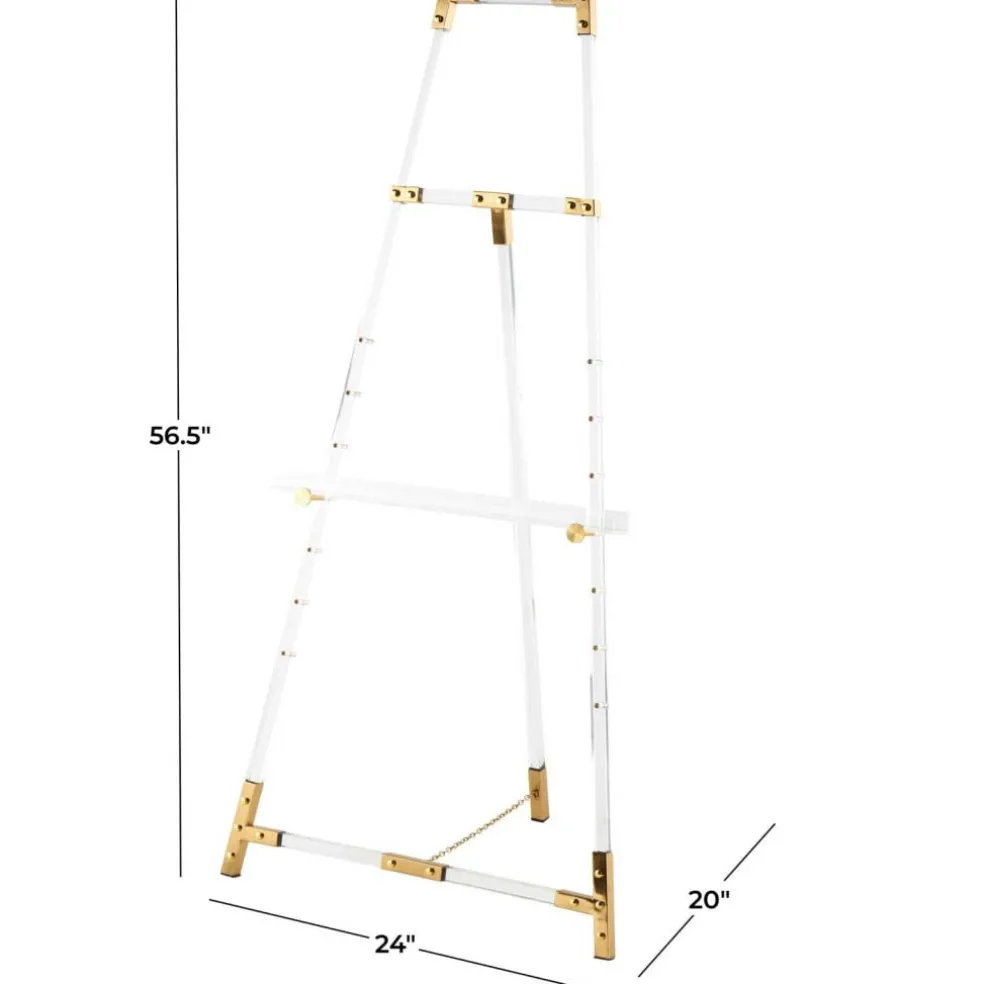 56.5" Clear Acrylic Plastic Adjustable 7-Tier Display Easel with Gold Accents & Chain Support