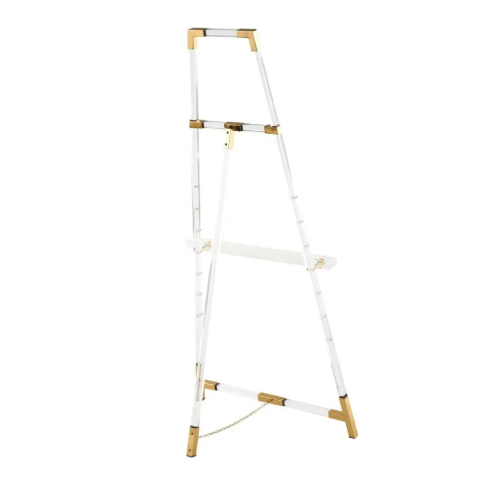 56.5" Clear Acrylic Plastic Adjustable 7-Tier Display Easel with Gold Accents & Chain Support
