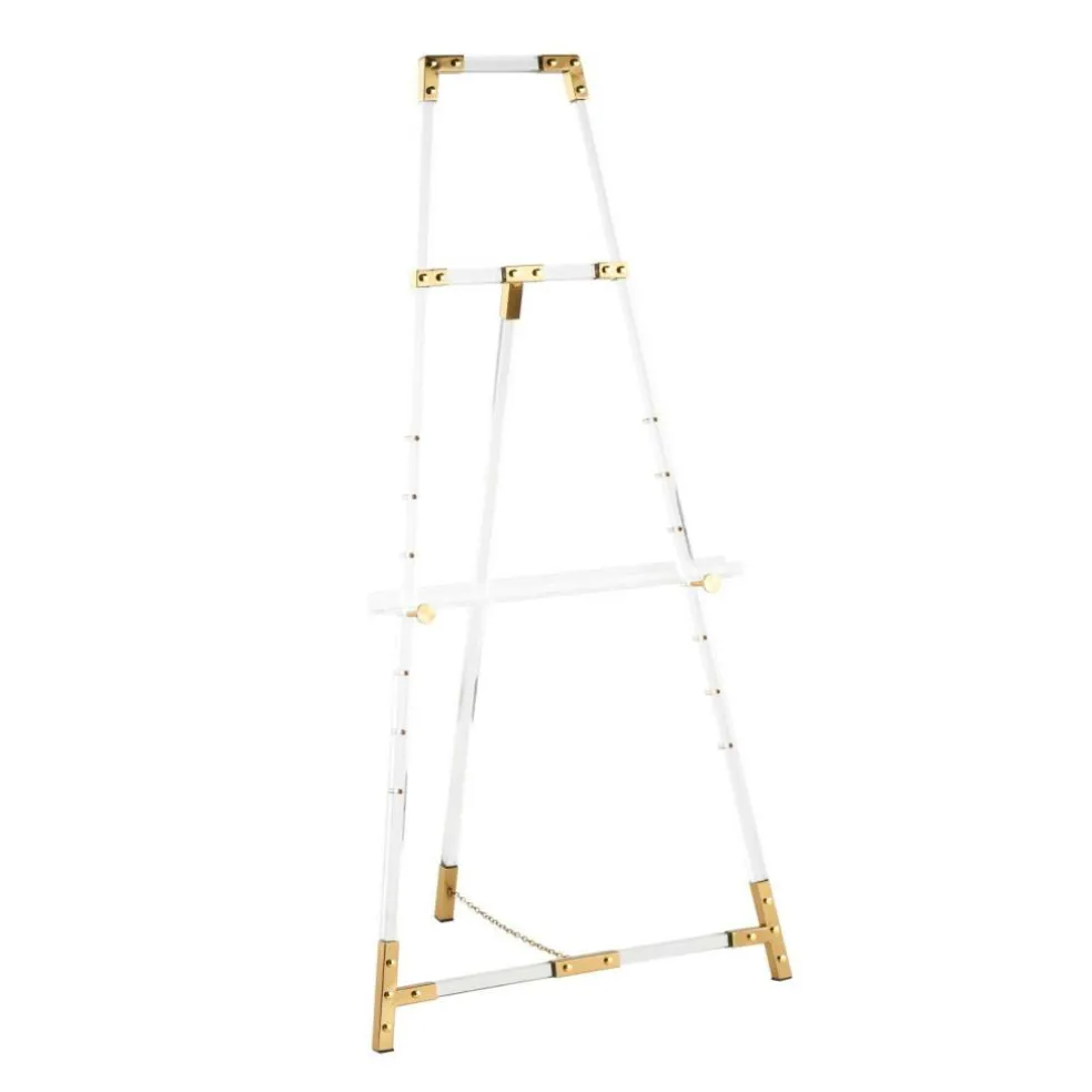 56.5" Clear Acrylic Plastic Adjustable 7-Tier Display Easel with Gold Accents & Chain Support