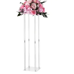 Clear Acrylic Round Cube Centerpiece Stand 10PCS for Decor