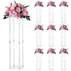 Clear Acrylic Round Cube Centerpiece Stand 10PCS for Decor