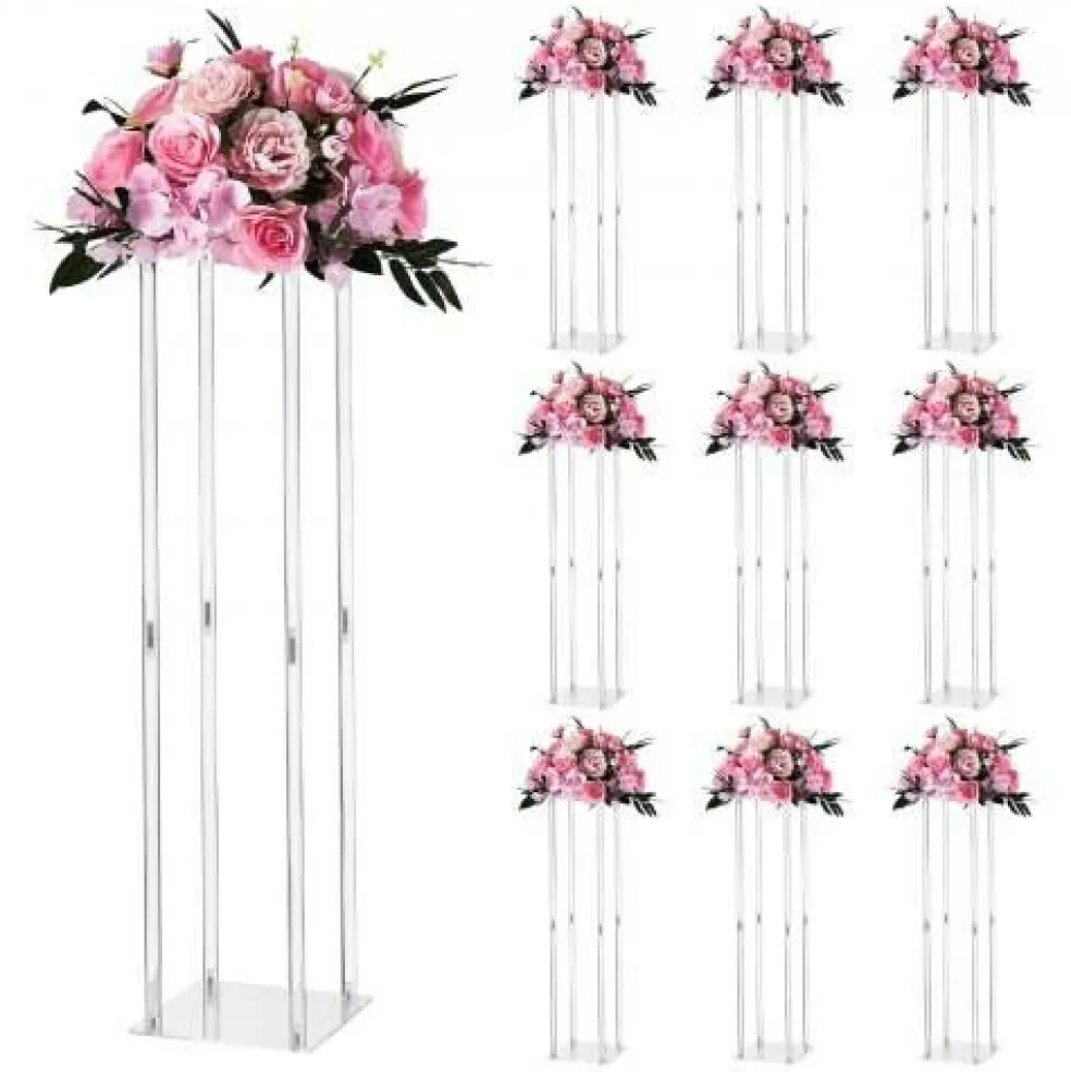 Clear Acrylic Round Cube Centerpiece Stand 10PCS for Decor